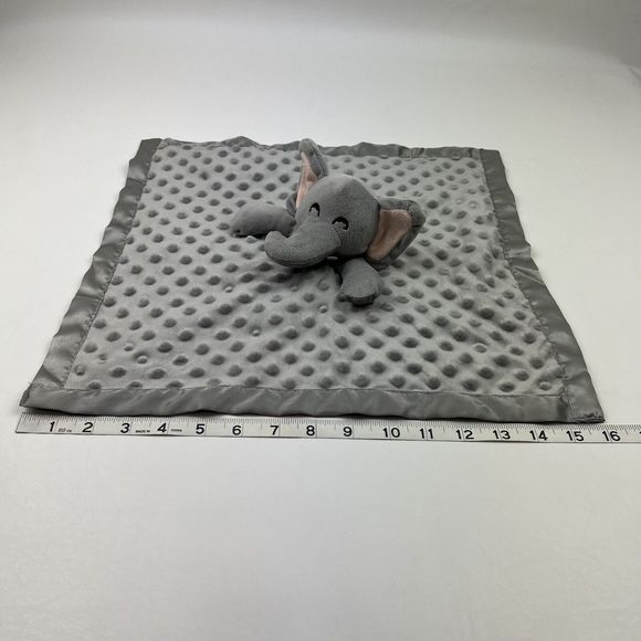 Elephant Lovey Gray Minky Dot Unisex Crinkle Ears Satin Edge Back 16" PRO GOLEEM - Picture 6 of 6